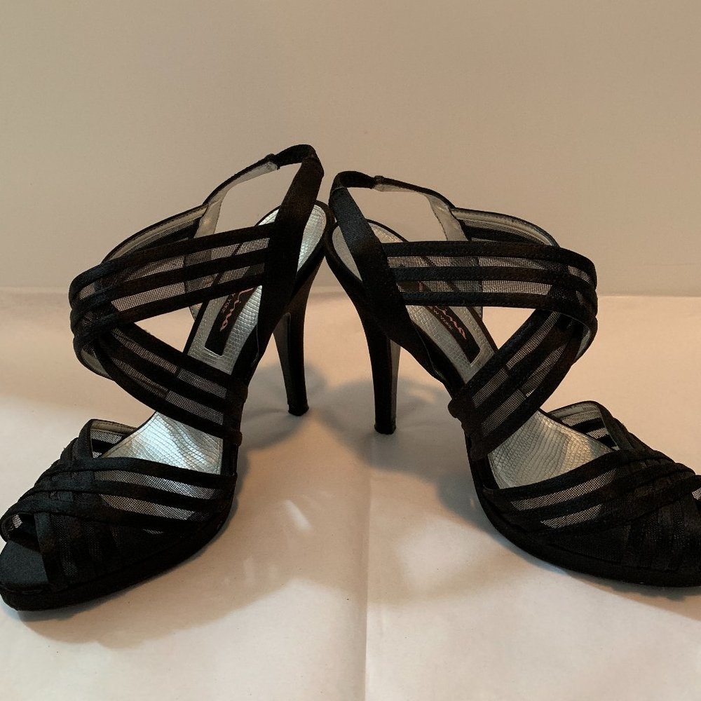 Women shoes-Black Dressy Satin Strap -Open Toe